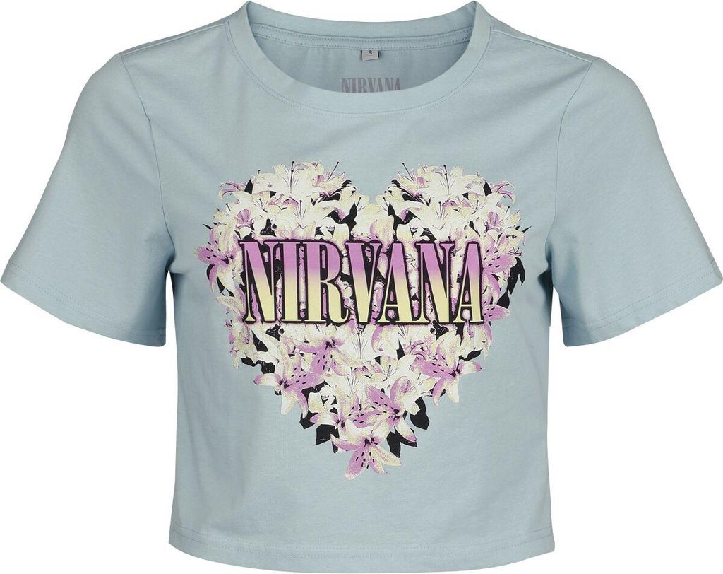 Nirvana T-Shirt Damen Flower Heart blau XL