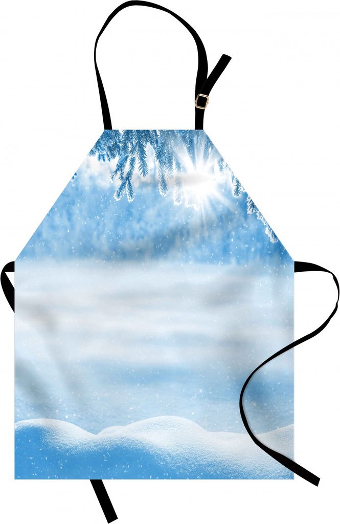 ABAKUHAUS Winter Kochschürze, Psychedelischer Winter-Hintergrund mit Schnee-Drifts und kaltem Kiefern-Niederlassungs-Bild, Farbfest Höhenverstell...