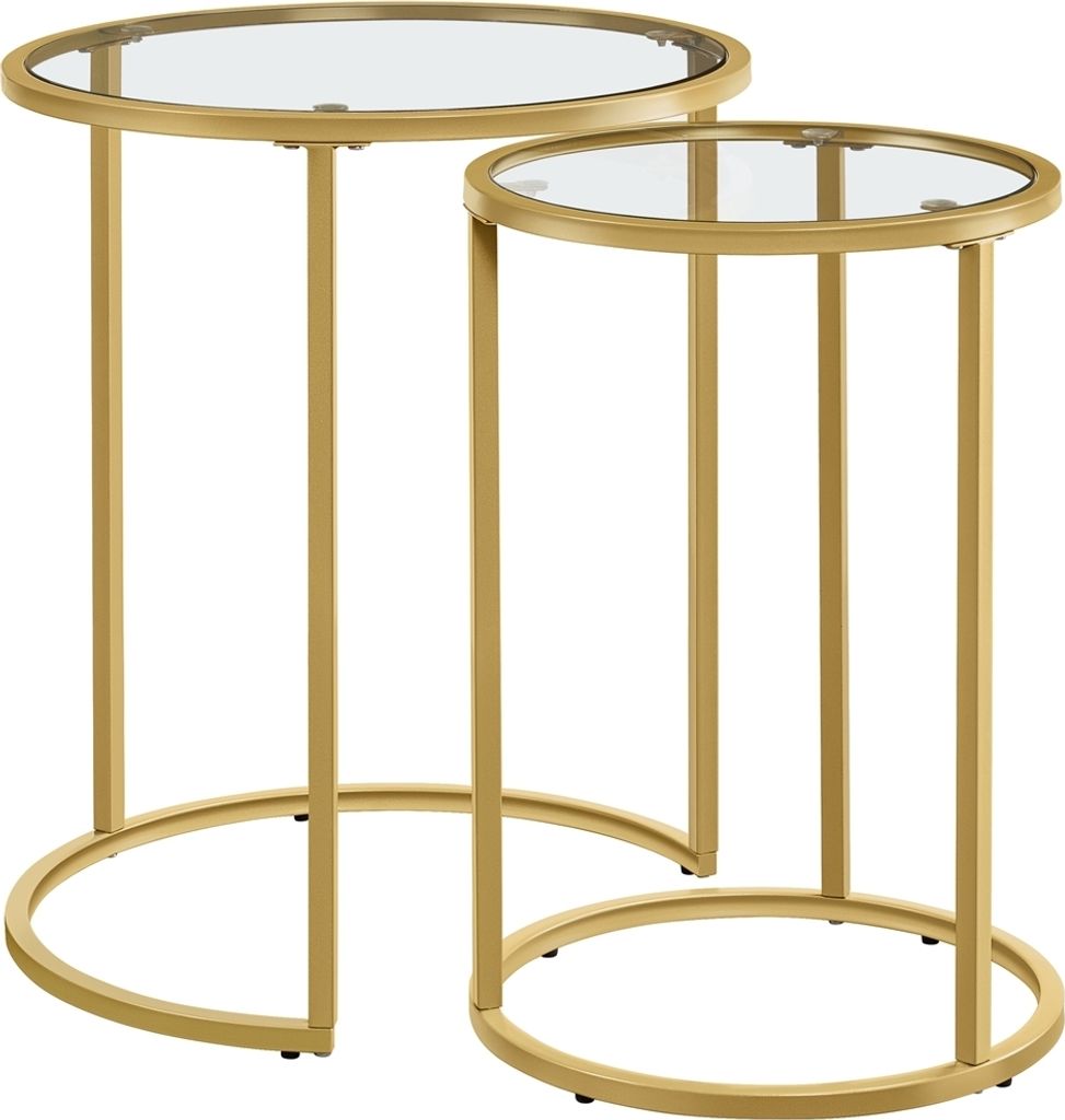 Yaheetech 2er Set runder Beistelltisch Couchtisch aus Glas Produktbild 