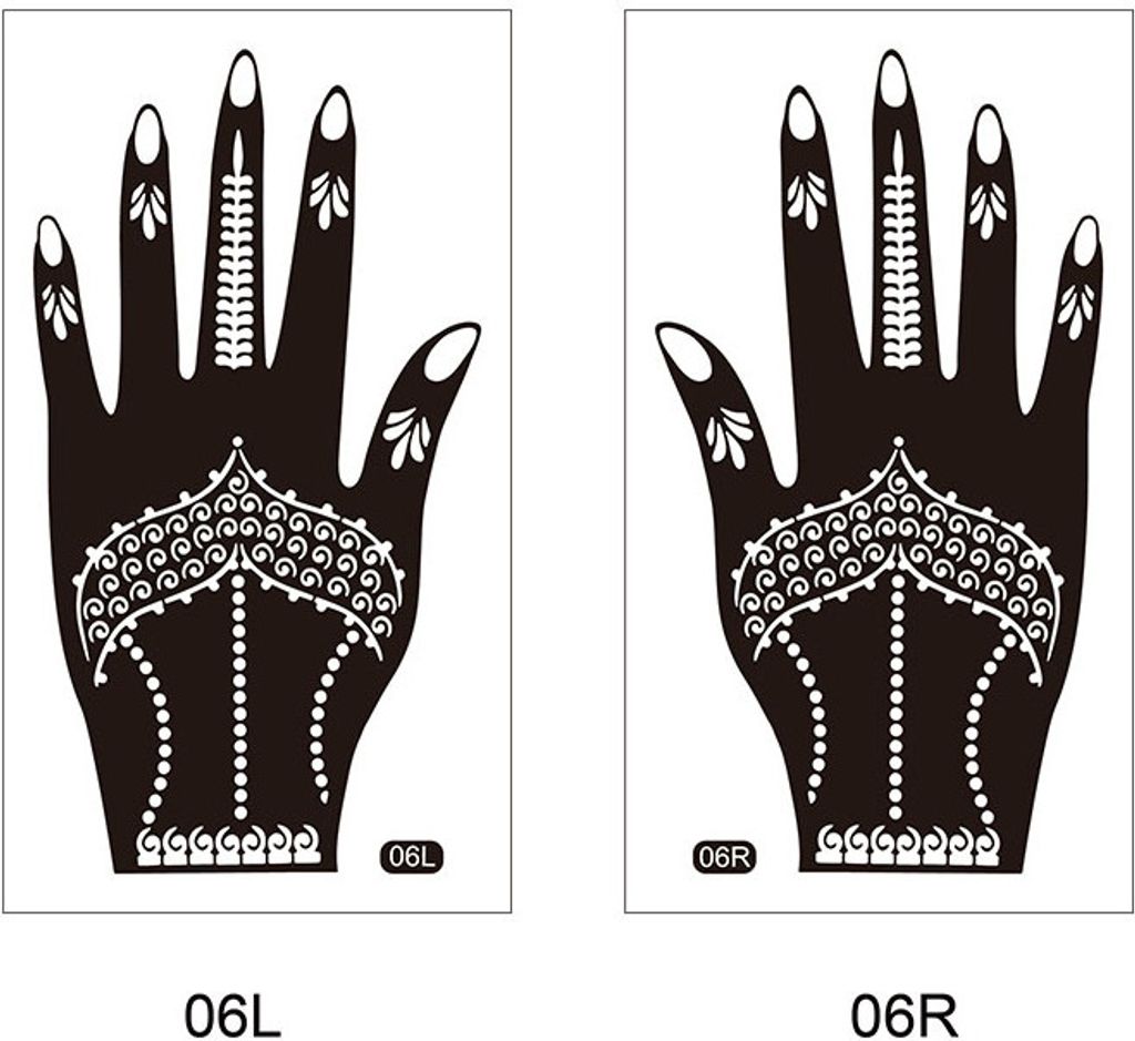 INF Elegante schwarze temporäre Handtattoos - 1 Paar Packung Model 5