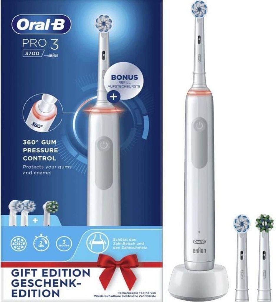 Oral-B PRO 3 3700 Spazzolino Elettrico Bianco con Timer e Immagine del prodotto 