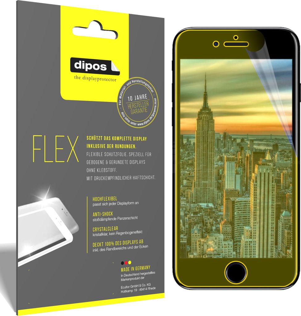 2x Schutzfolie für Apple iPhone SE 2 Folie, 100% Displayabdeckung, dipos Flex