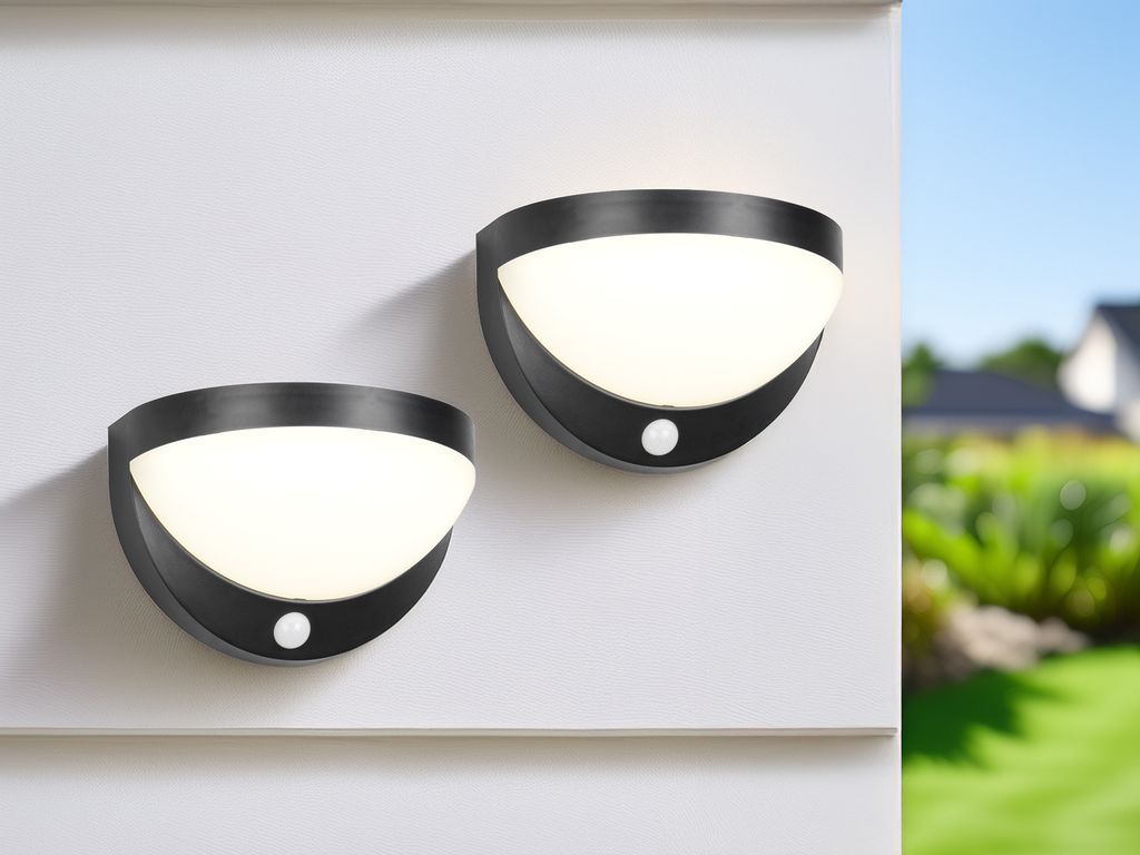 2er SET Solar Wand Außenleuchte mit Bewegungsmelder, auch per USB aufladbar