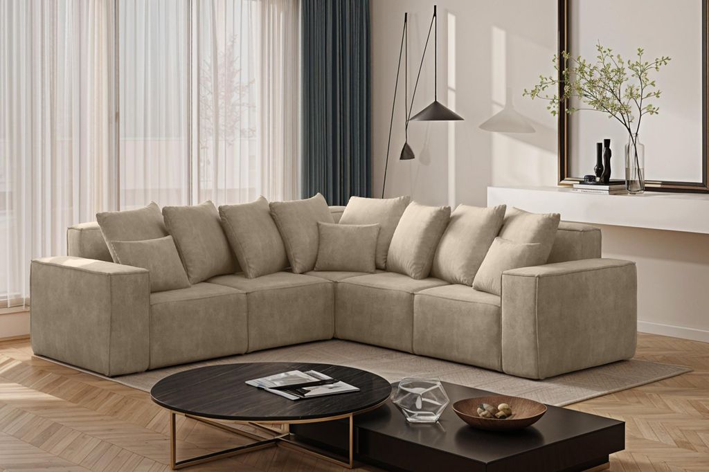 Kaiser Möbel Ecksofa, Corner ELLA, Stoff Noel, Hellbeige