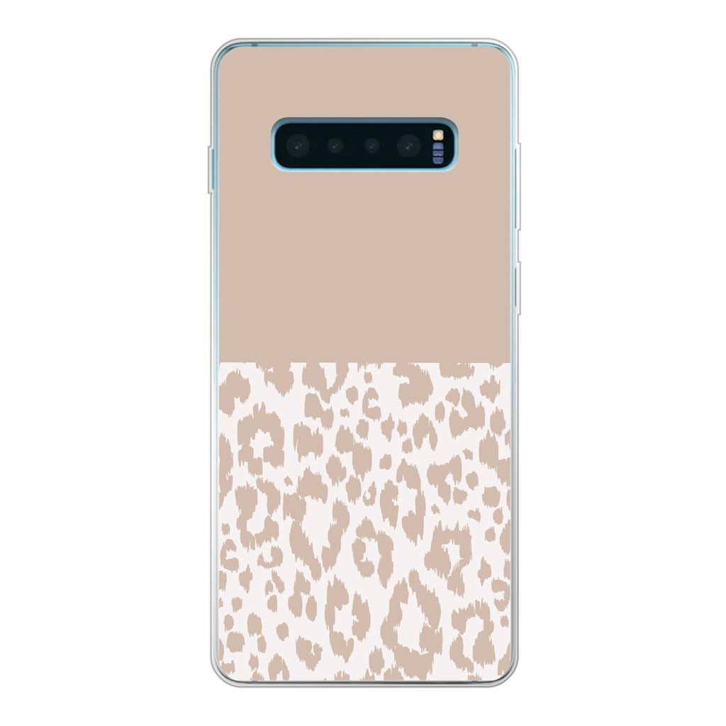 MuchoWow Handyhülle Schutzhülle Hülle für Samsung Galaxy S10 Plus Panther Druck - Rosa - Tiere Silikon Softcase Handy Hülle - Schutzhülle
