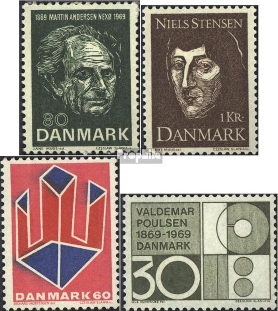 Briefmarken Dänemark 1969 Mi 482,485,486,487 (kompl.Ausg.) postfrisch Martin Andersen Nexoe