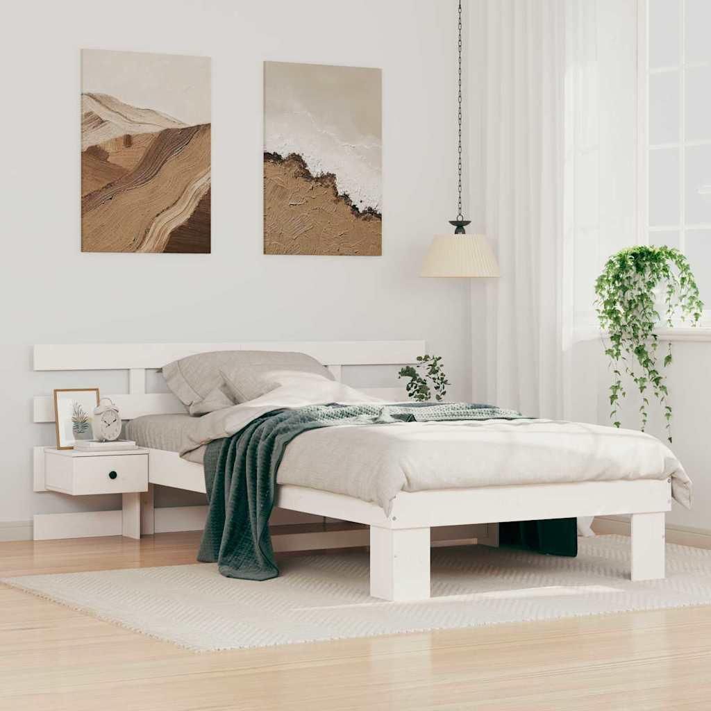 Maison Exclusive - Bettrahmen mit Kopfteil Weiß 75 x 190 cm Massives Kiefernholz