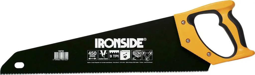 Scie à main IRONSIDE 450 mm revêtue - Outil de coupe haute précision