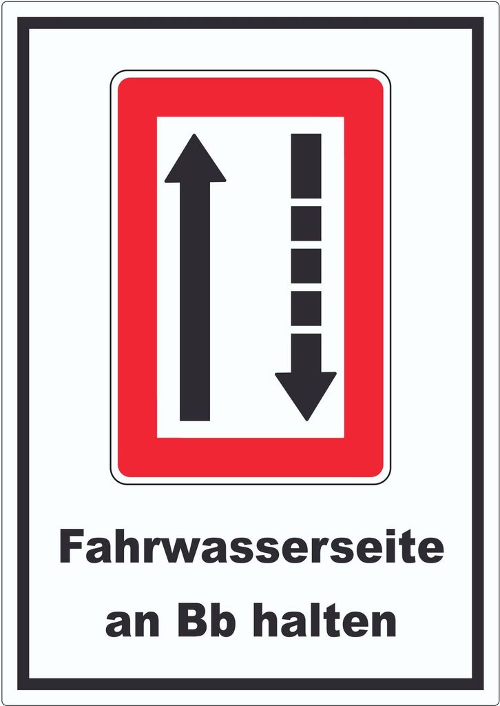 Fahrwasserseite an Backbord halten Symbol und Text Aufkleber A4 (210x297mm)
