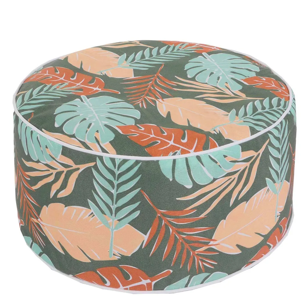 Pouf de sol imperméable en Spun Poly 29x55cm avec housse motif feuillage