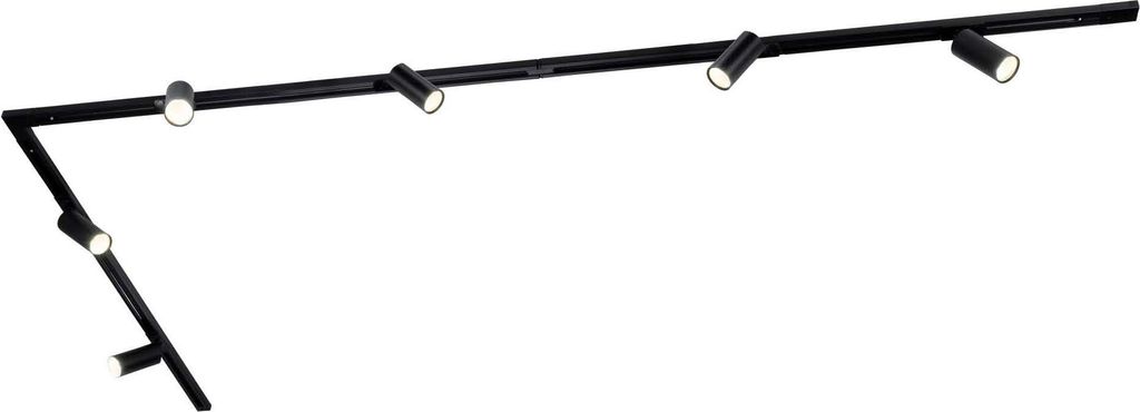 Ledvion - Schienensystem lampen, 3m, 1-Phasen, ohne GU10 Leuchtmittel, Schwarz, 6-flammig Spot, spotlight, deckenspot, deckenstrahler, strahler lampe