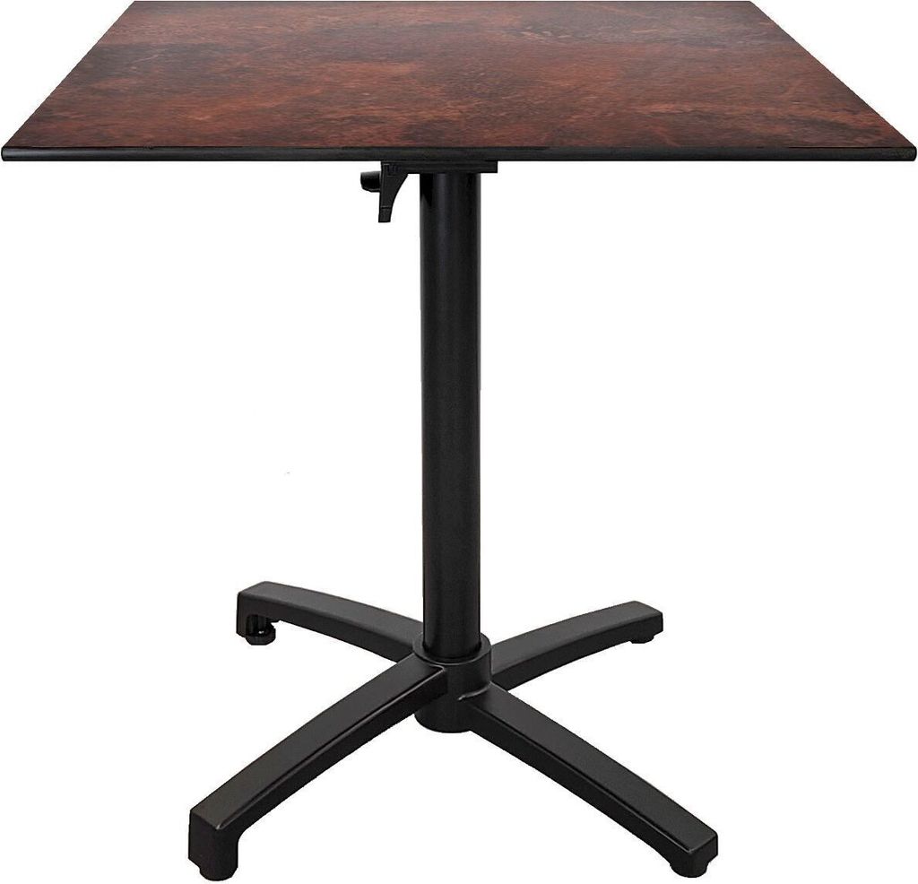 Klappbarer Terrassentisch im Compact HPL Rostdekor 70 x 70