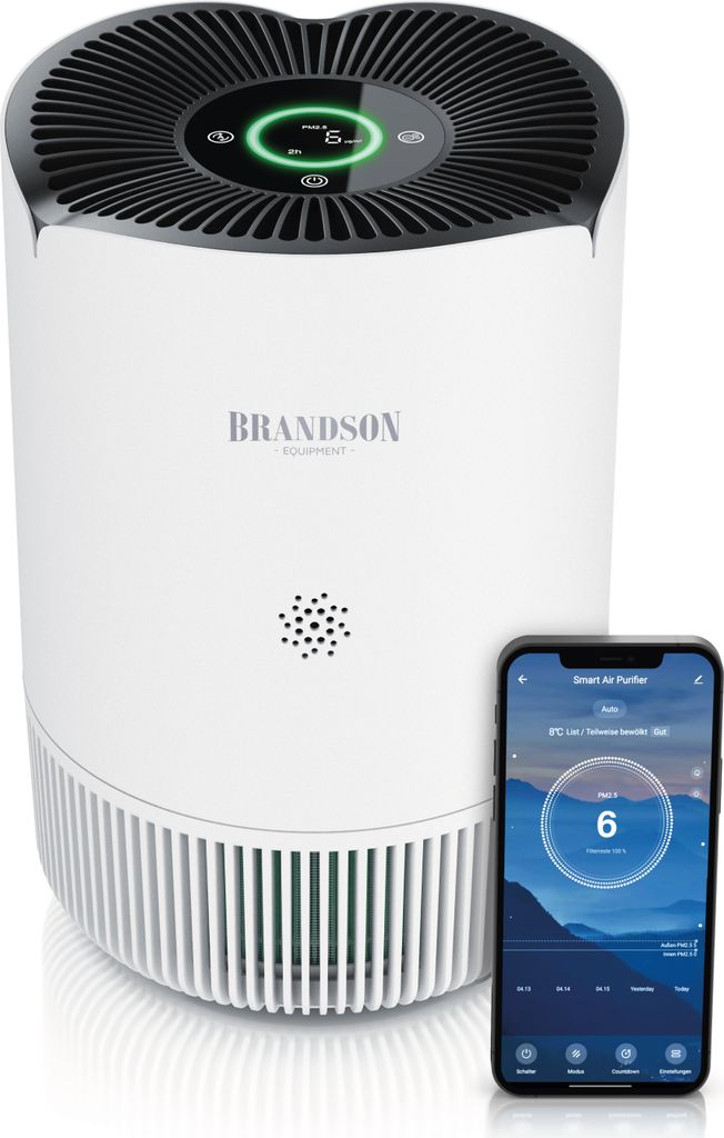 Brandson Luftreiniger leise, Air Purifier, Raumluftreiniger für 45 m² Räume, Allergiker H13 HEPA Filter entfernt 99,97% Viren Bakterien Allergen...