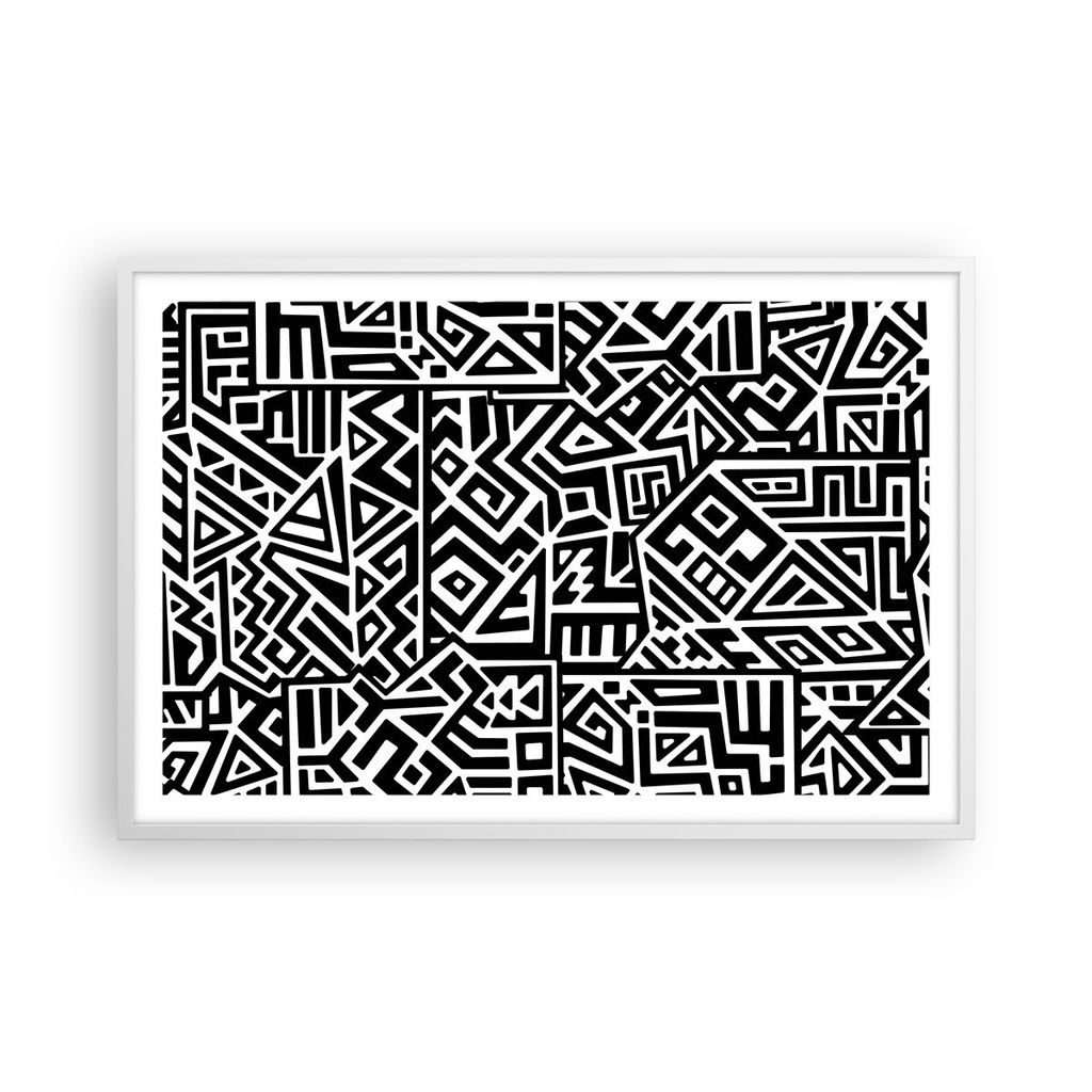 Gerahmtes Poster - Weißer Rahmen - Op-Art. Schwarz Weiß - 91,5x61 cm - Wand Bild - Wanddeko - Wandbilder - Kunstposter - Wandposter - Bilderrahme...