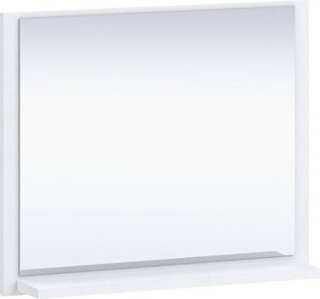 Miroir BEND blanc avec étagère intégrée - Finition métal laqué mat