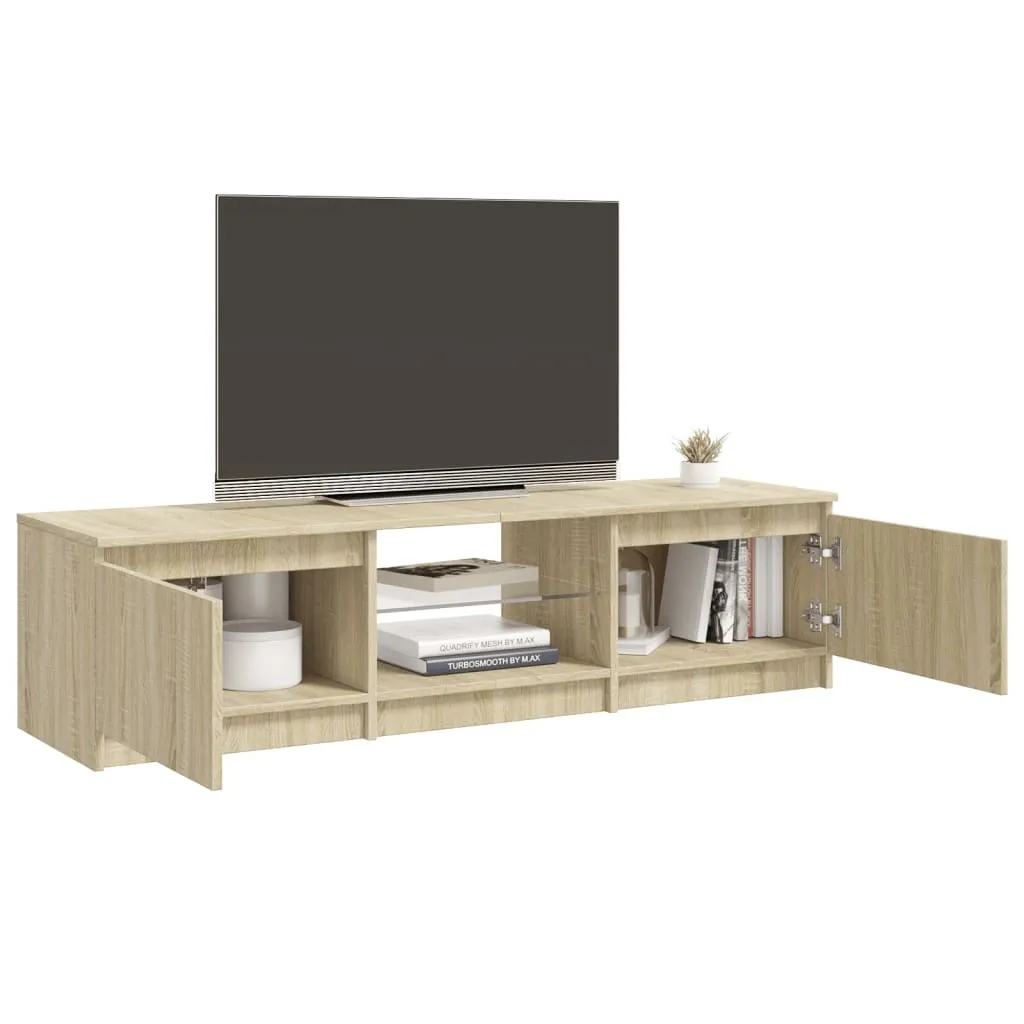 Meuble TV LED en Chêne Sonoma 140 cm - Support Multimédia Style Moderne