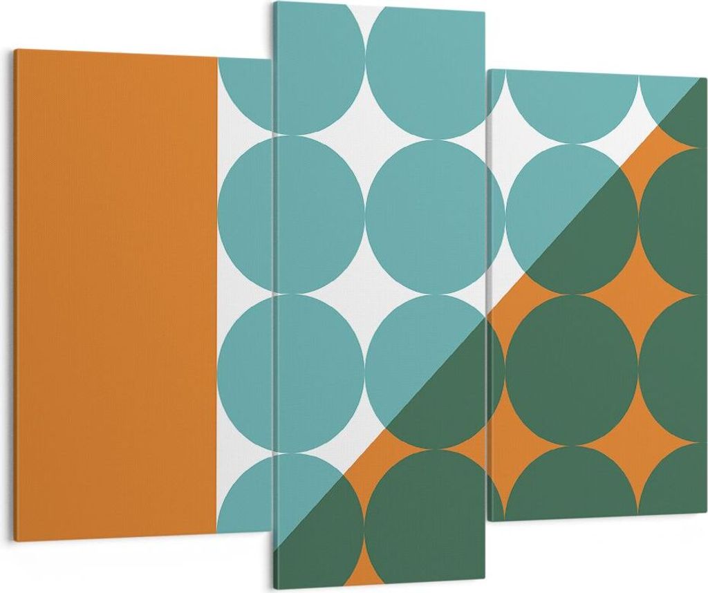 Bild auf Leinwand - Leinwandbild - 3 Teile - Koliken Türkis Orange - 130x100cm - Wand Bild - Wanddeko - Wandbilder - Leinwanddruck - Bilder - Wand...
