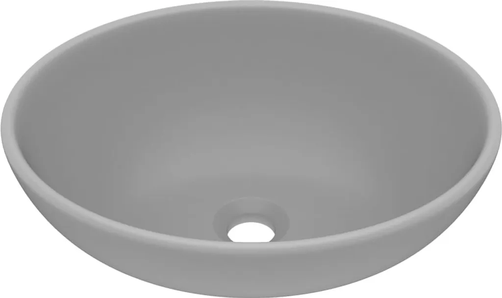 Vasque à poser ovale gris mat 40 cm en céramique pour petit meuble vasque