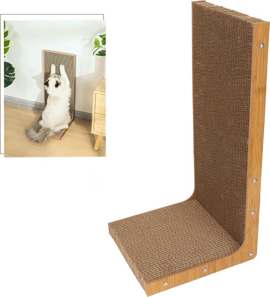 Grattoir chat résistant avec herbe à chat Funisch design ondulé L