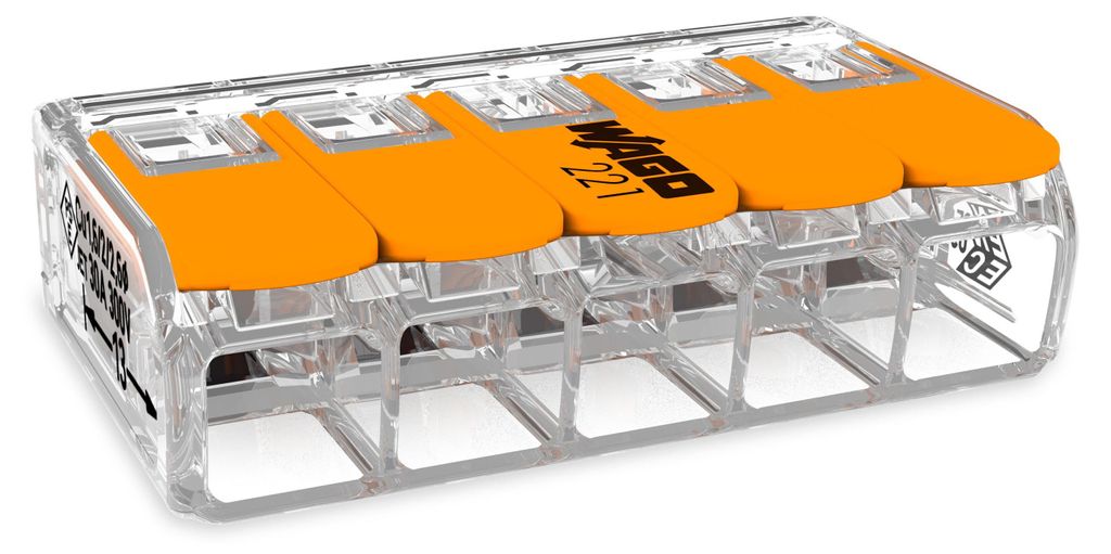 Wago 221-615, 450 V, Orange, Transparent, 1 Stück(e) Produktbild 