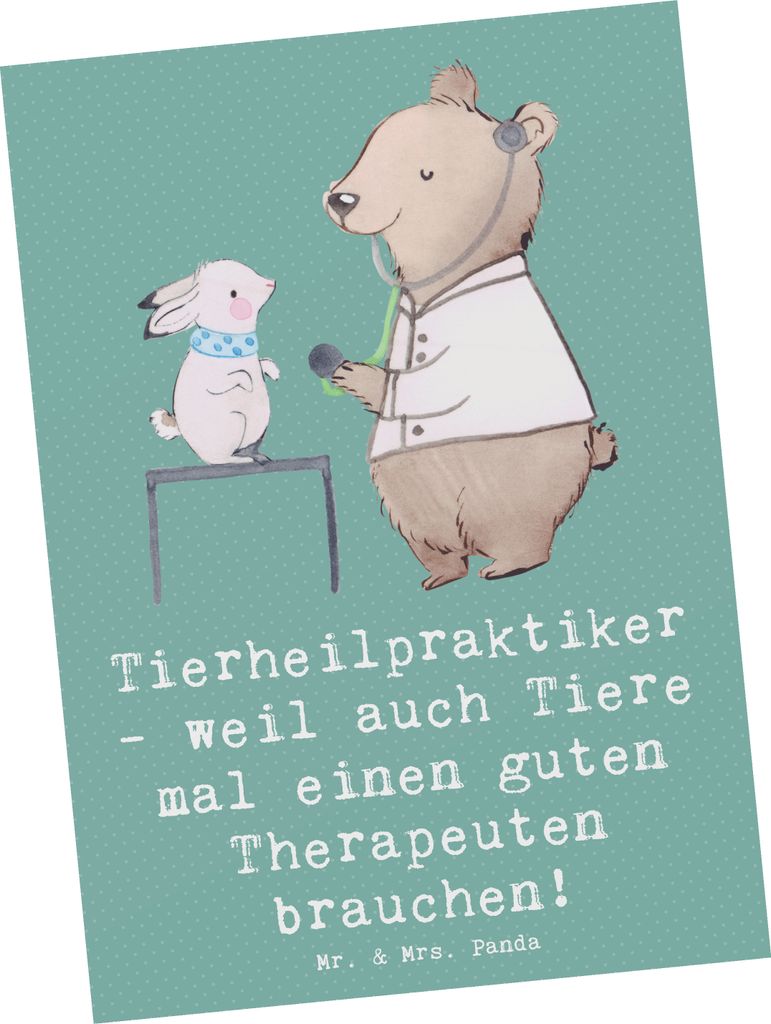 Mr. & Mrs. Panda Postkarte Tierheilpraktiker - Meeresbrise - Geschenk, Fotokarte, personalisierte Geschenke, Akupunktur Tiere, Ansichtskarte, Beruf...