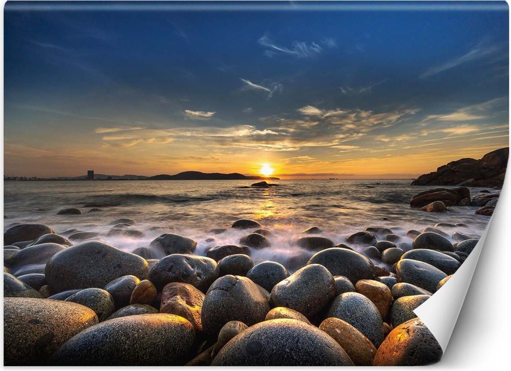 Vlies fototapete Sonnenuntergang am Meer 150x105 cm Feeby Blau inkl. Kleber einfache Montage
