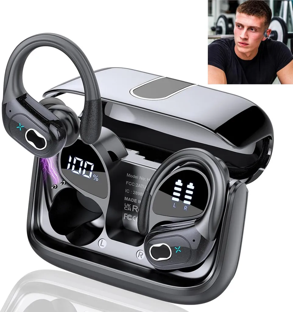 Knochenschallkopfhörer Bluetooth – Ohrbügeldesign, wasserdicht, 8h Musikgenuss & Sporttauglich