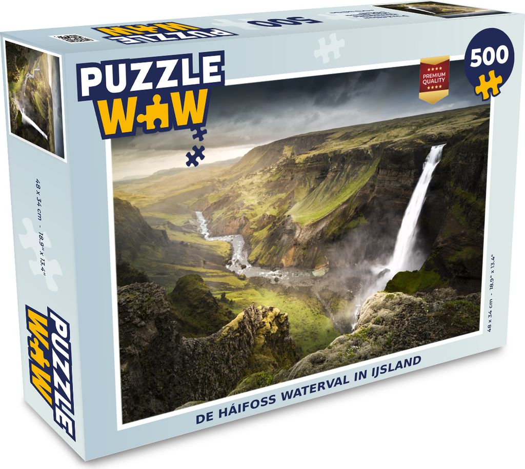 MuchoWow Puzzle 500 Teile Háifoss-Wasserfall in Island - 500 Teile - Kinder - Selberbauen - Puzzlespiele