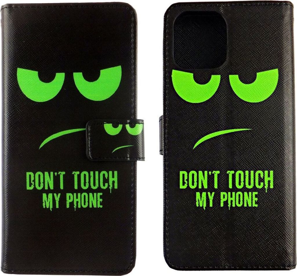 Apple iPhone 12 Pro Max Tasche Handy Hülle Schutz-Cover Flip-Case mit Kartenfach Don't touch my phone