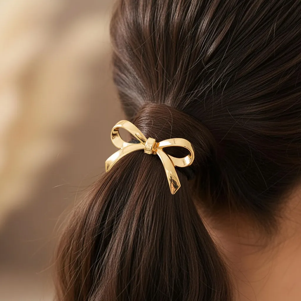 Elastico per capelli Anastasie con fiocco dorato | Accessorio Elegante - 2