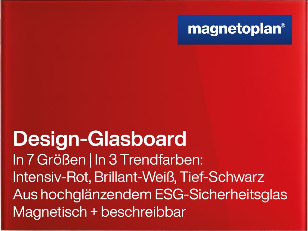 Magnetoplan Design-Glasboard - magnethaftend und beschreibbar - 80x60cm - Rot