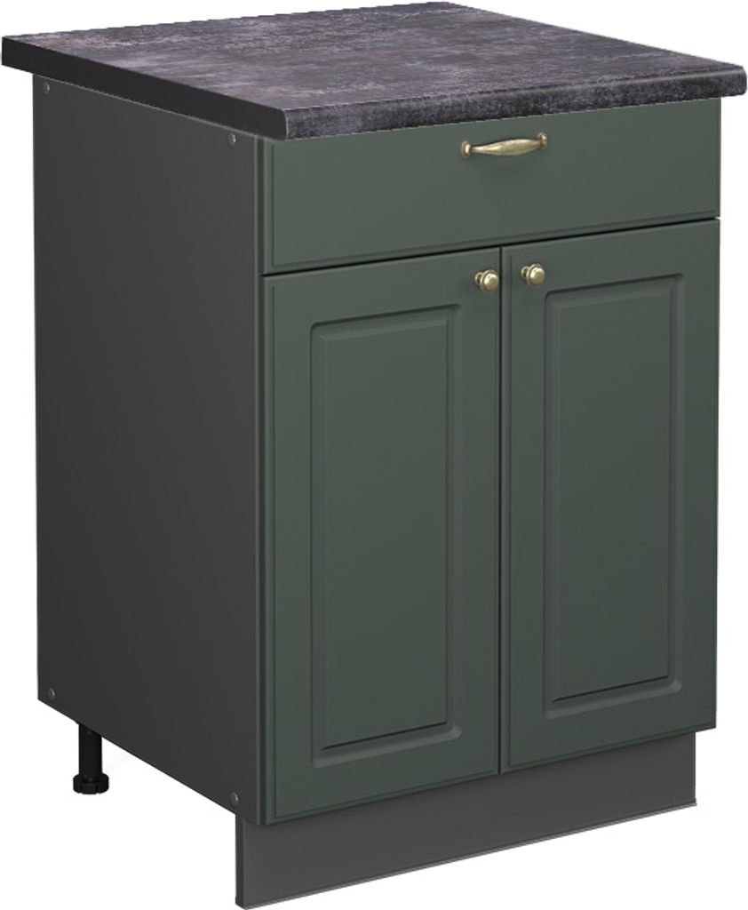 Küchenunterschrank Vicco Fame-Line Grün-Gold Landhaus 60 cm mit Schublade, AP Anthrazit, Model 46463