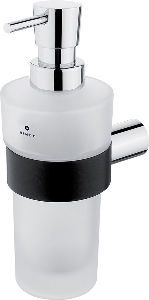 Nimco Nava - Seifenspender mit Halter, schwarz matt / chrom / Milchglas NA 28031W