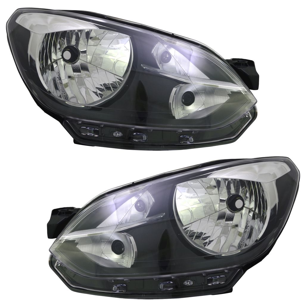 TYC Scheinwerfer Set für VW Up! 12/2011- H4 LWR Stellmotor Schwarz Halogen H4