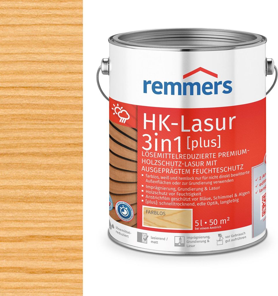 Remmers HK-Lasur 3in1 (plus) 5 L Eimer Farblos Zdjęcie produktu 