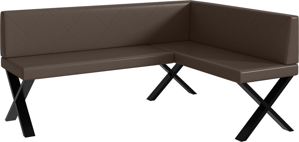 MEBLINI Eckbank für Esszimmer - Küchenbank - Essecke - Sitzecke Küche - ERIC - X-Beine 128x168x87cm Rechts - Braun Kunstleder