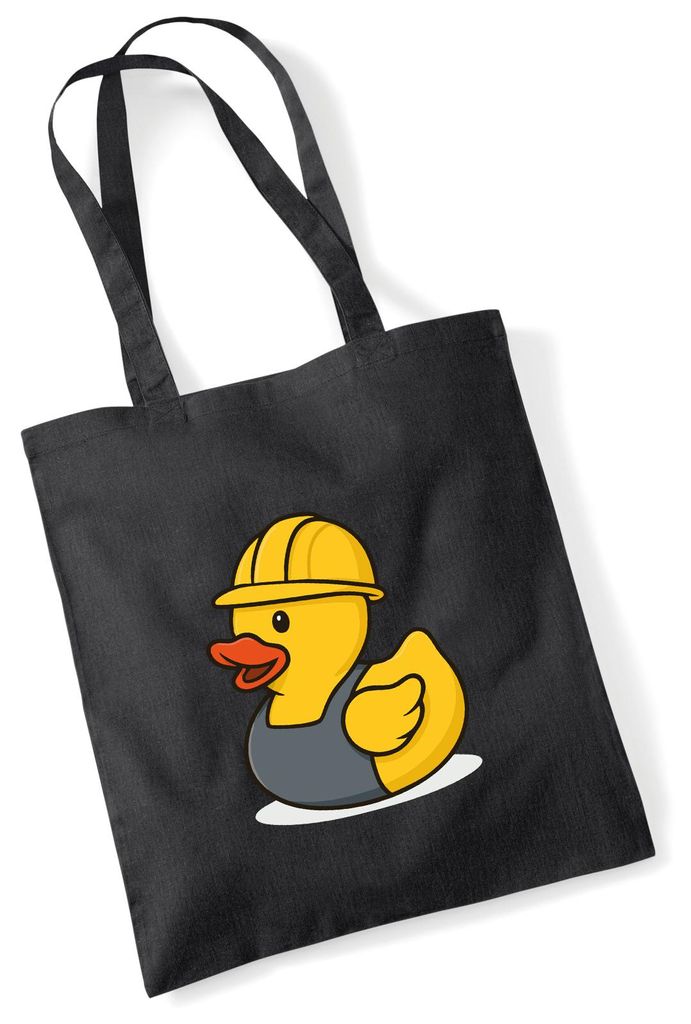 Huuraa Jutebeutel Quietscheente Industrie Comic Gummiente 10 Liter Black Baumwolle Tasche Geschenkidee