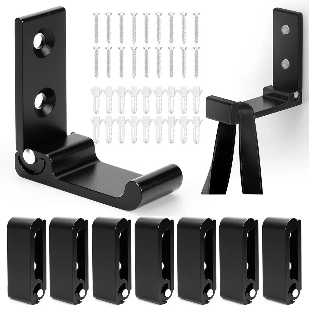 Crochet à vêtements rabattable 5 cm en aluminium noir pliable à 90°