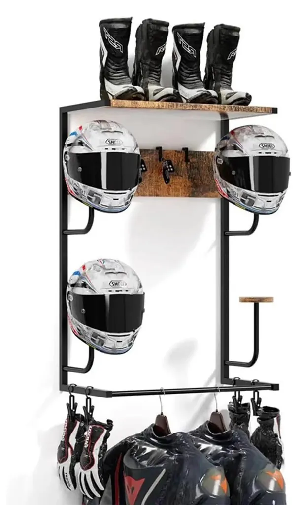Support Casque Mural Moto : Solution de Rangement pour Veste et Gants
