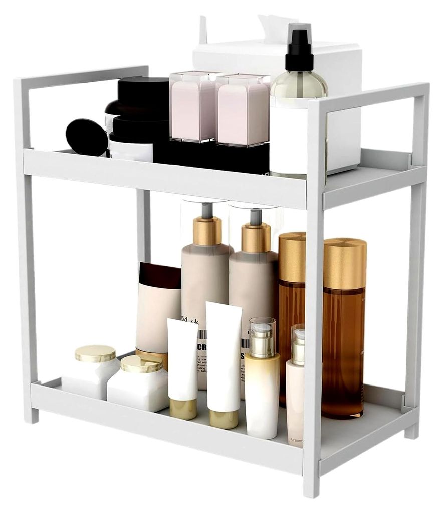 Kleines, zweistöckiges Tischregal – 30 x 20 cm, Küchenaufbewahrung, Organizer, kompaktes Bücherregal, Make-up-Ständer
