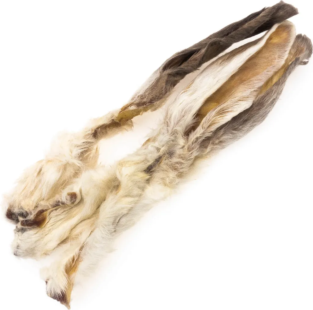 4DOGS Orecchie di Coniglio con Pelo 10pz | Masticativo Ipoallergenico - 4