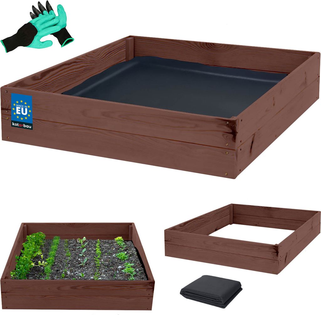 KOTARBAU® Carré Potager Bois de Pin Imprégné 120x120x18 cm Image du produit 