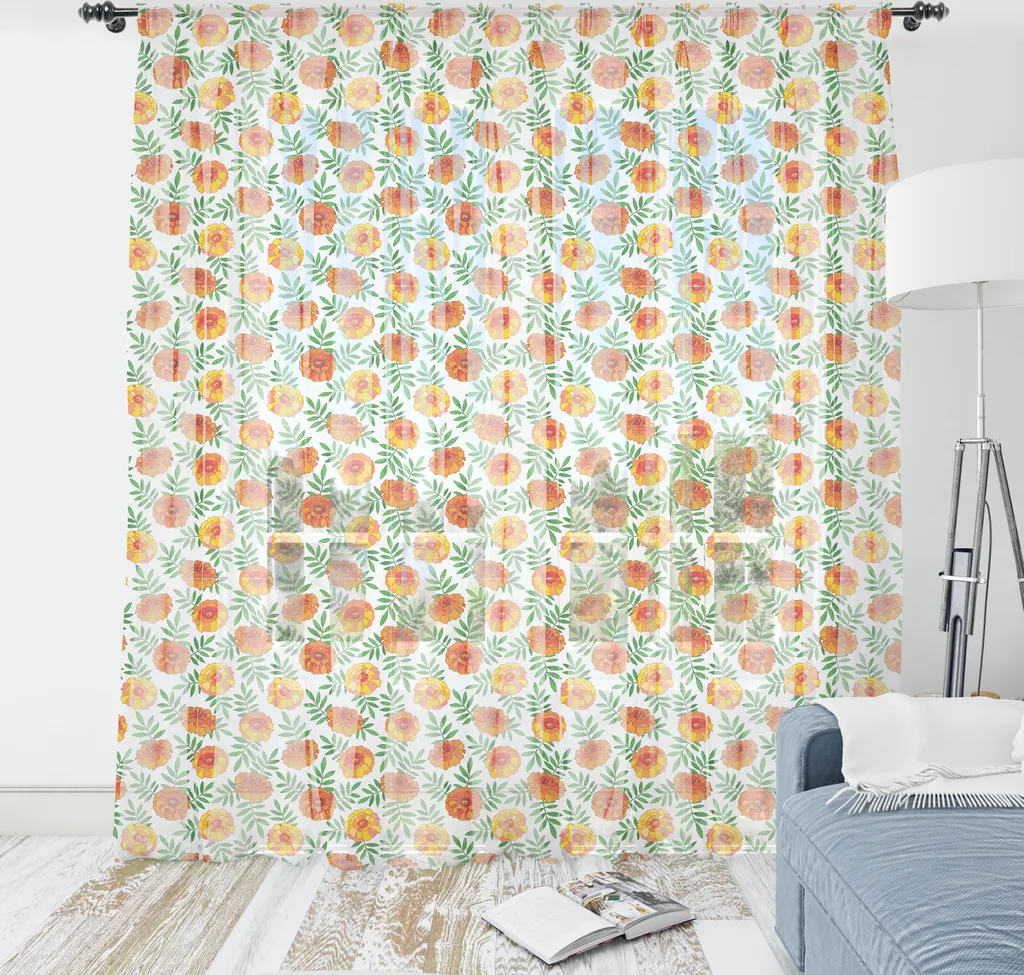 Idea Regalo Casa: Arazzo Floreale ABAKUHAUS 210x274 Satin Arancio