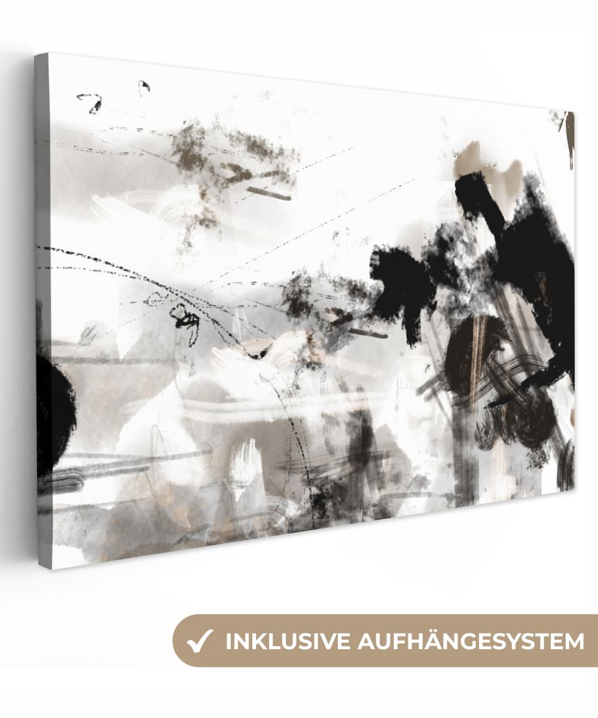 OneMillionCanvasses - Leinwandbilder - 140x90 cm, Malerei - Farbe - Schwarz und Weiß - Kunst, Wandbilder Kunstdruck Wanddekoration - Foto auf Le...