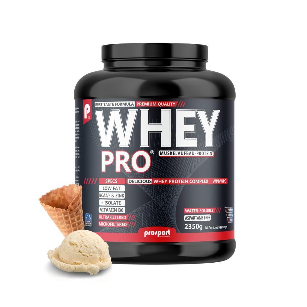 Prosport WHEY PRO – Ice-Cream 2350g – Whey Protein Pulver mit CFM Whey Isolat & UF Whey Konzentrat, Zink & Vitamin B6, (EAAs)