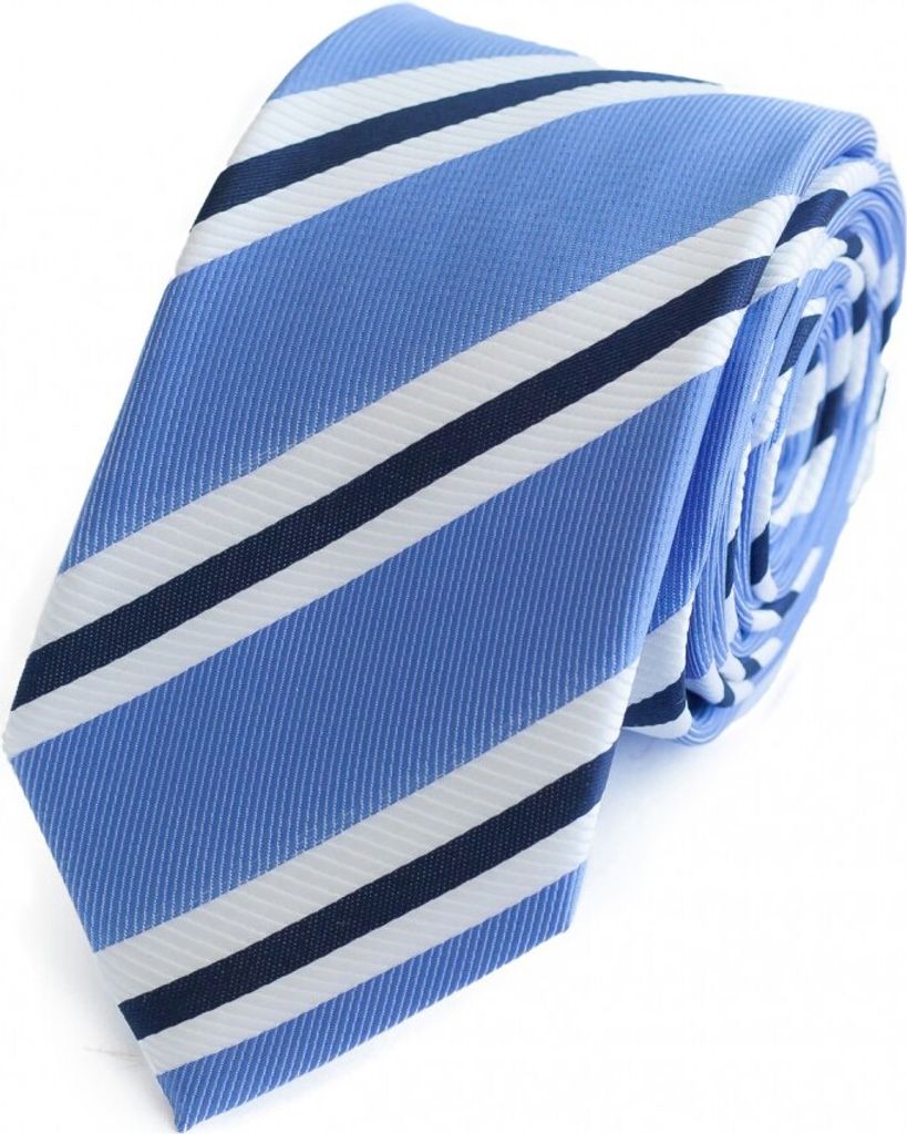 Fabio Farini - 1 Stück Gestreifte Blau Weiße Herren Schlips - Krawatten in 6cm Breite Schmal (6cm), Blau/Weiß/Schwarz