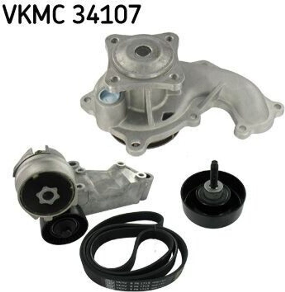 SKF VKMC 34107 Wasserpumpe + Keilrippenriemensatz für FORD FOCUS (DAW, DBW) FOCUS Kombi (DNW) TRANSIT CONNECT (P65, P70, P80) Tourneo Connect Mk1