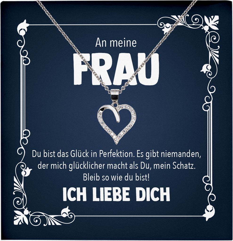 22Feels Echt Silber Halskette - Ehefrau Geschenk Frauen Schmuck Hochzeitstag Valentinstag Geburtstag - Herz Anhänger, Karte