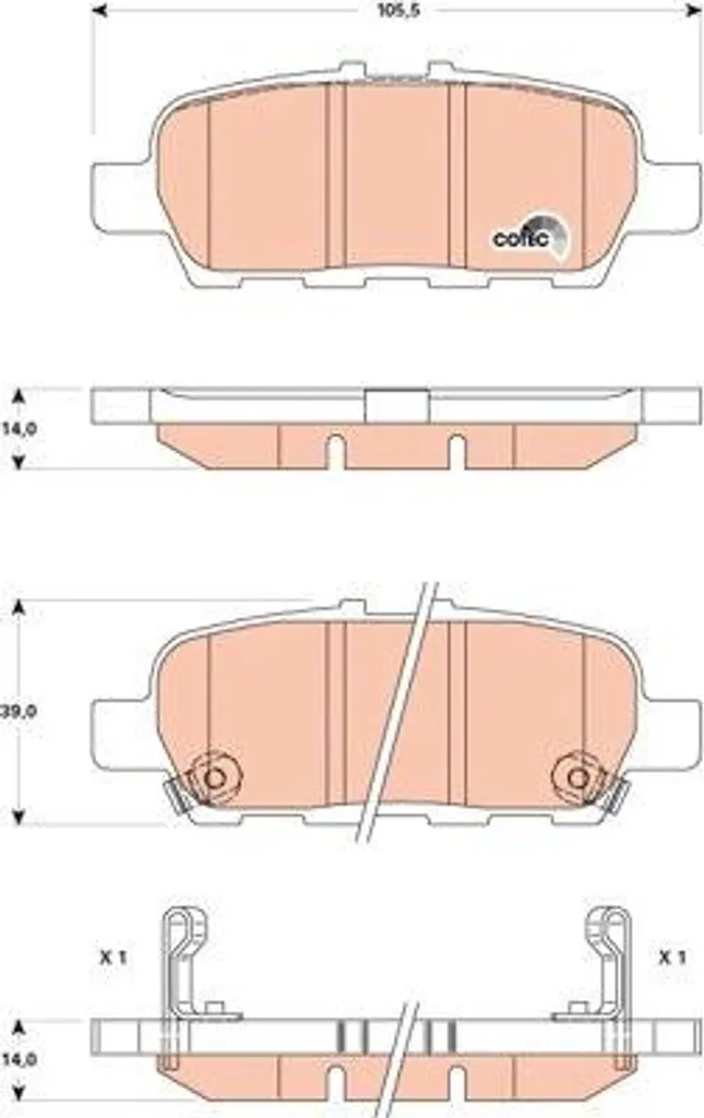 Plaquettes de frein TRW GDB3508 OE D4M609N00B pour Nissan Juke et Leaf