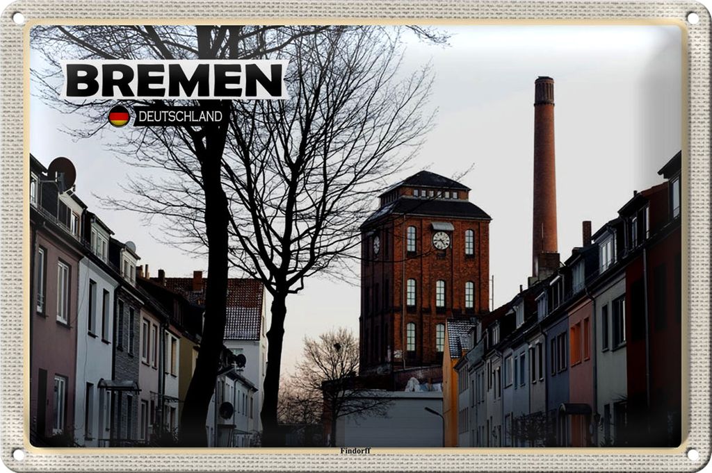 Blechschild Städte Bremen Deutschland Findorff Fabrik 30x20cm